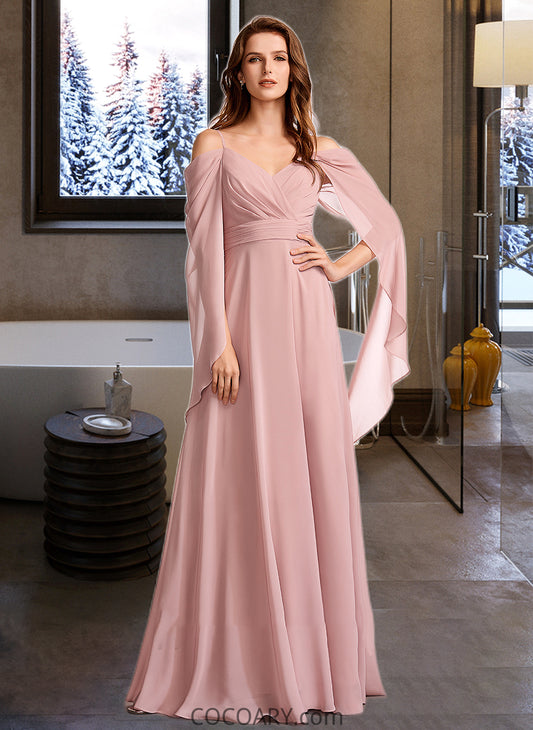 Rylee A-Line V-neck Floor-Length Bridesmaid Dress DA8P0012810