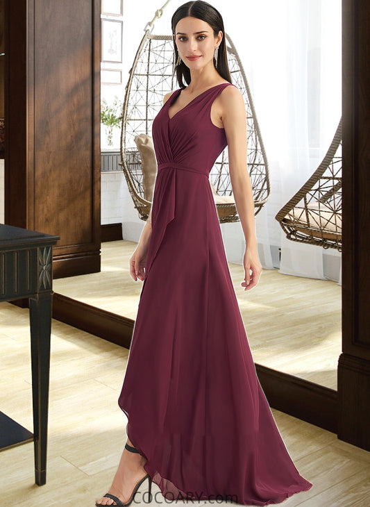 Jaycee A-Line V-neck Asymmetrical Bridesmaid Dress With Split Front DA8P0012824