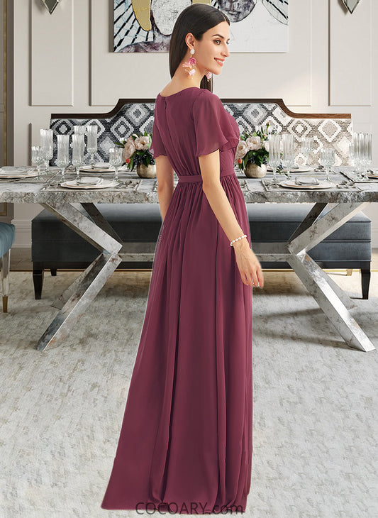 Katharine A-Line V-neck Floor-Length Bridesmaid Dress With Split Front DA8P0012829