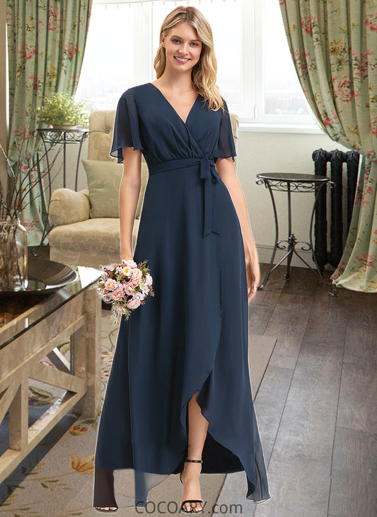 Prudence A-LineV-neckAsymmetricalChiffonBridesmaidDressWithBow(s)#251390 DA8P0012846