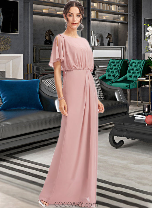 Cecilia Sheath/Column Floor-Length Bridesmaid Dress With Split Front DA8P0012851