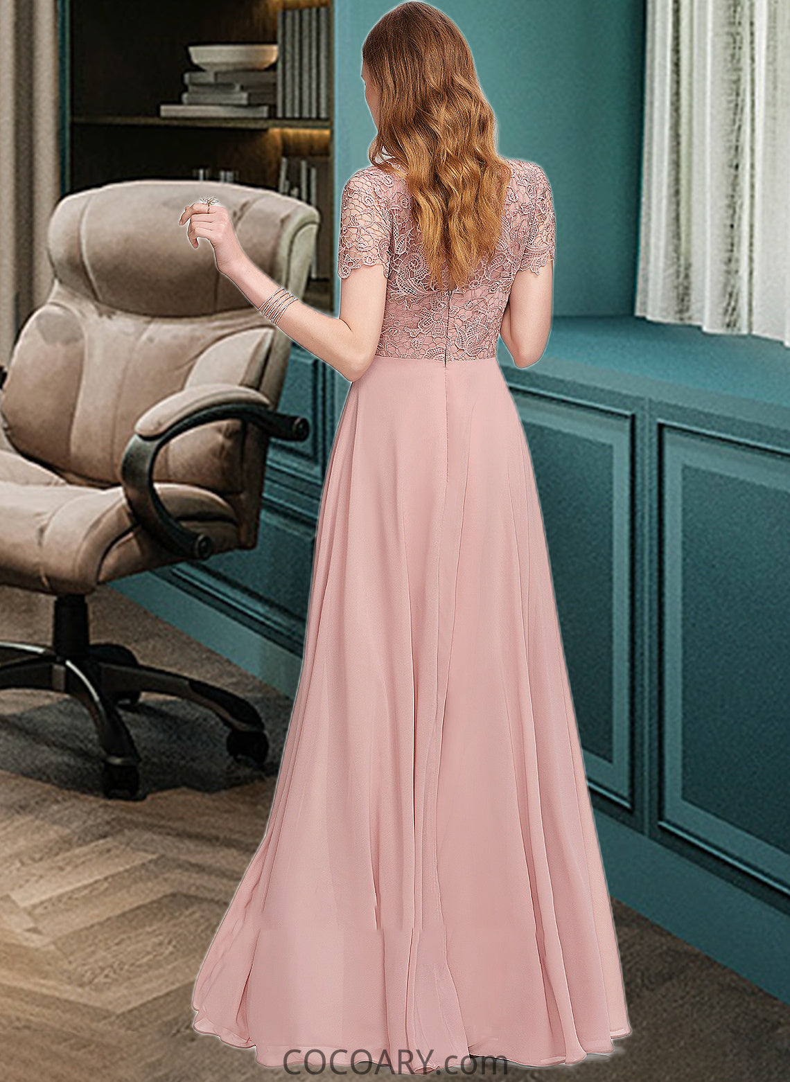 Maci A-Line Scoop Neck Floor-Length Chiffon Bridesmaid Dress With Sequins DA8P0012908