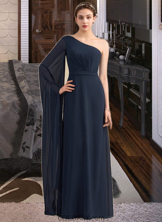 Alisa A-line One Shoulder Floor-Length Chiffon Bridesmaid Dress With Ruffle DA8P0012920