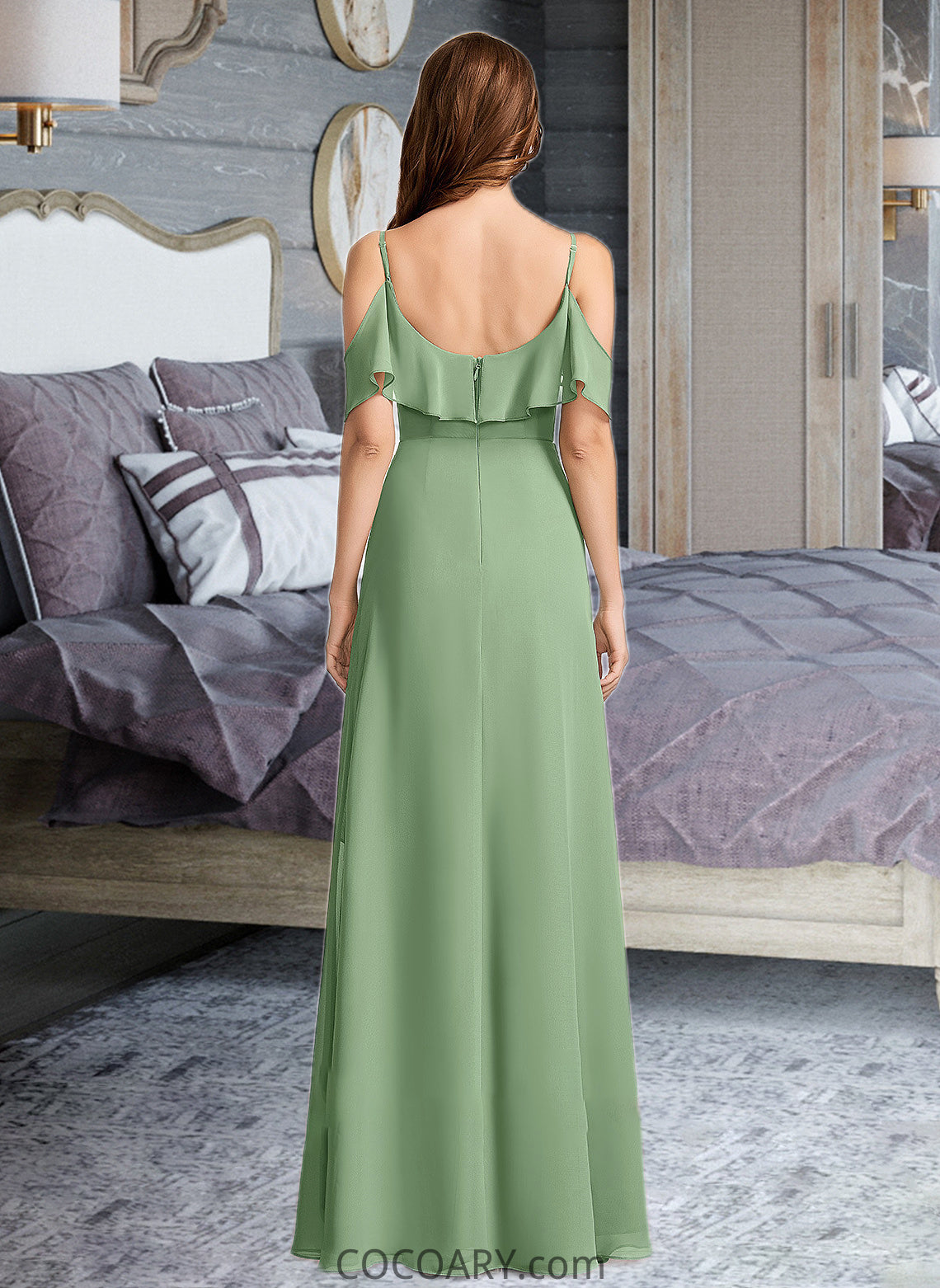 Gemma A-Line V-neck Asymmetrical Bridesmaid Dress With Split Front DA8P0013109