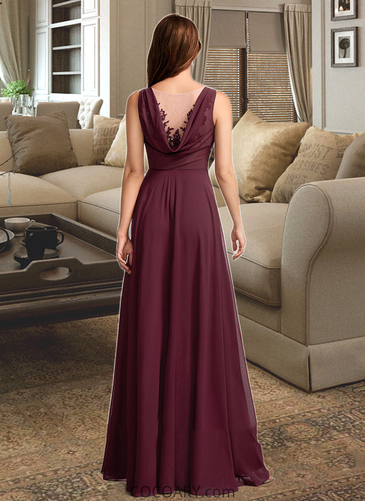 Ariel A-Line V-neck Floor-Length Bridesmaid Dress With Lace DA8P0013117