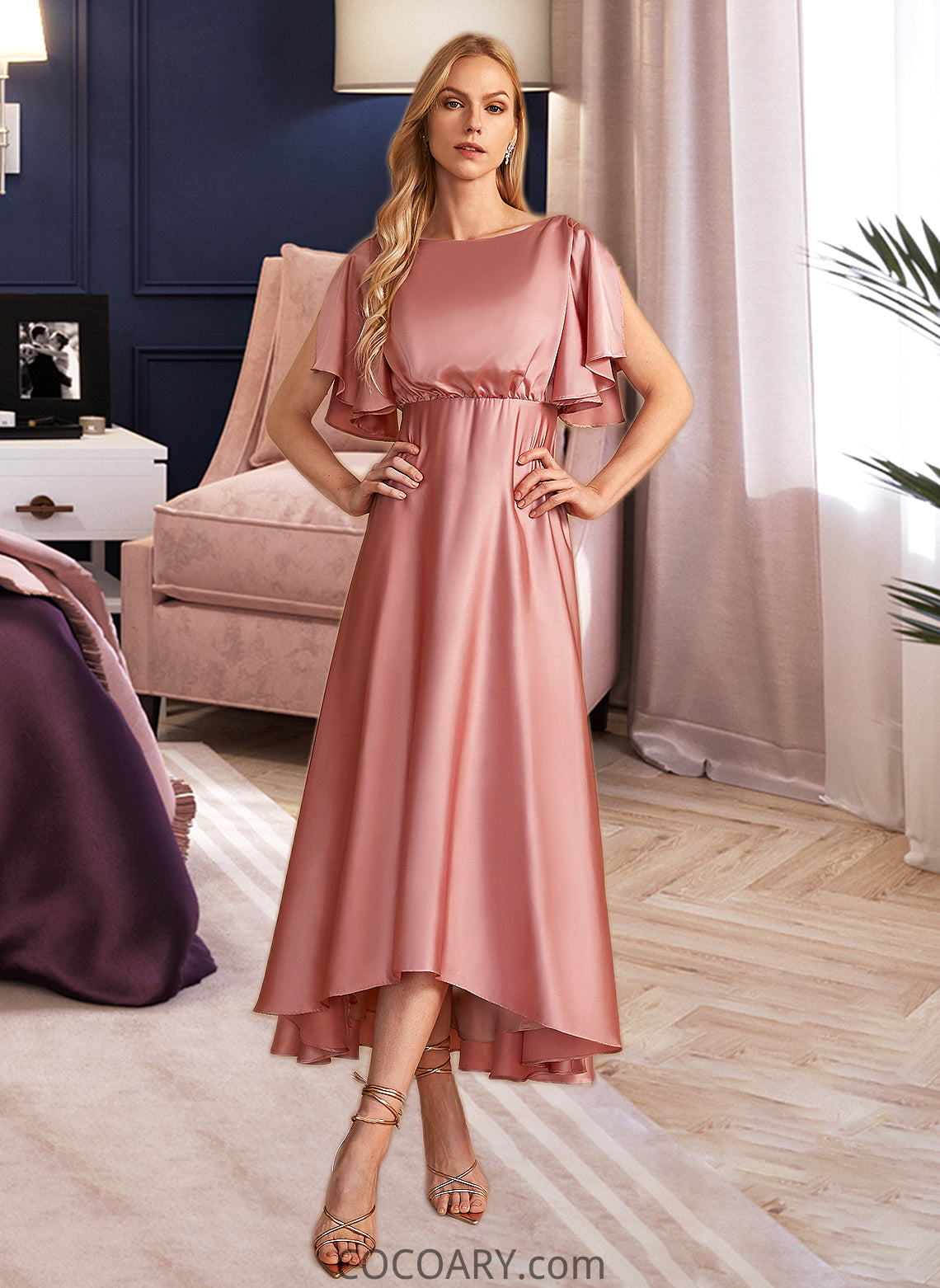 Cloe A-Line High Neck Asymmetrical Bridesmaid Dress DA8P0013138