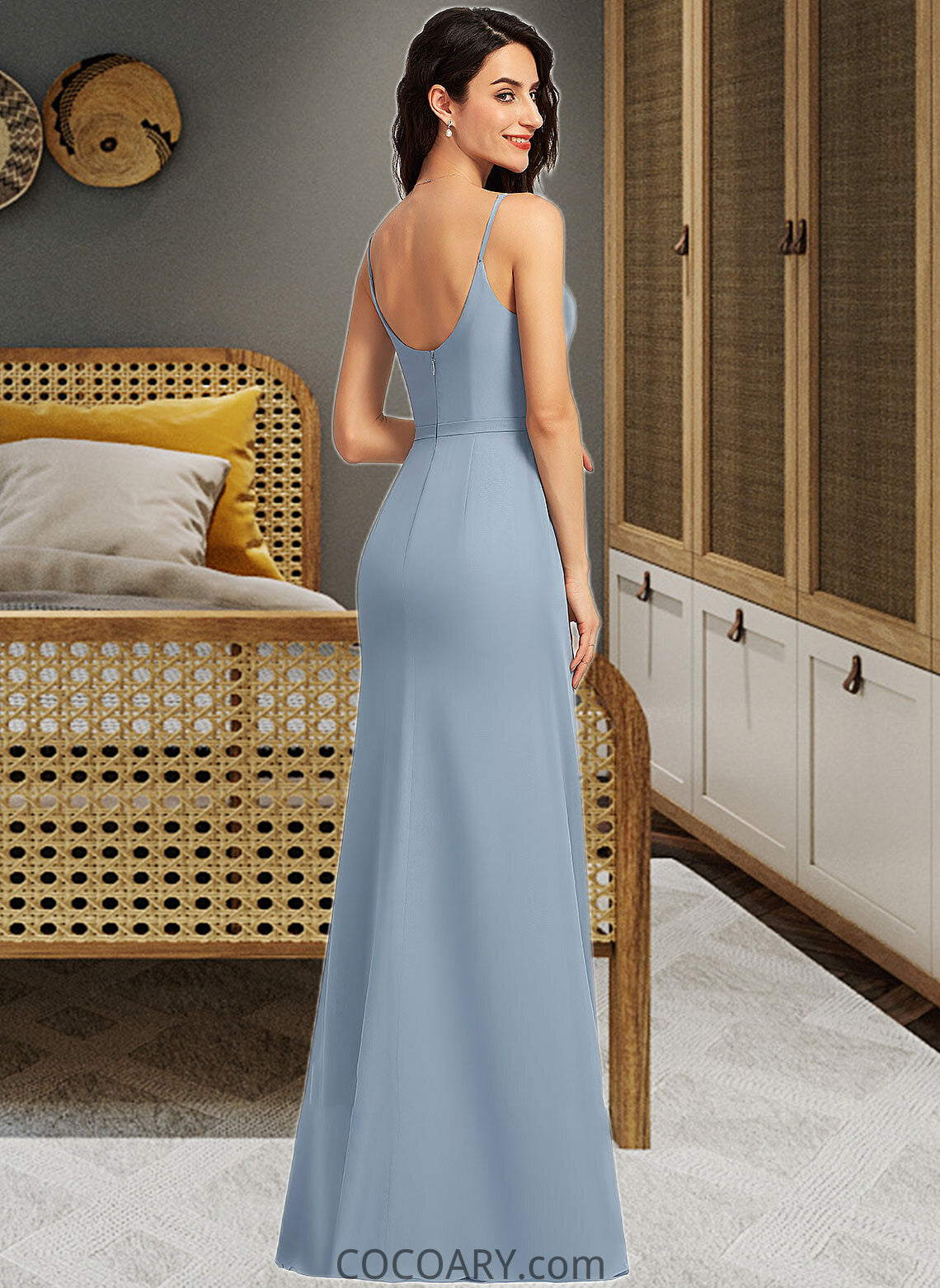 Sierra Sheath/Column V-neck Floor-Length Bridesmaid Dress DA8P0013152