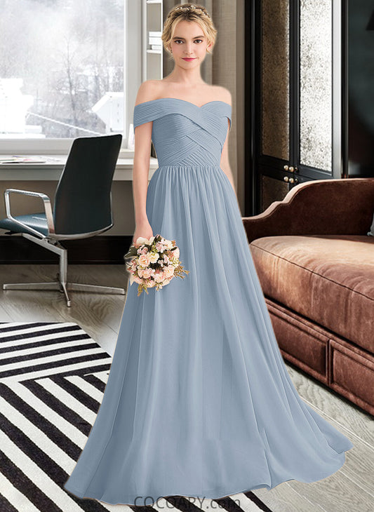 Amelie A-Line Off-the-Shoulder Floor-Length Chiffon Bridesmaid Dress With Ruffle DA8P0013190