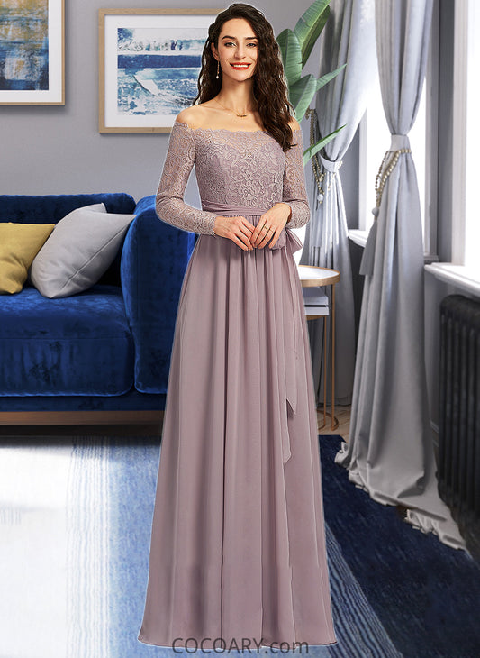 Diamond A-Line Off-the-Shoulder Floor-Length Bridesmaid Dress DA8P0013200