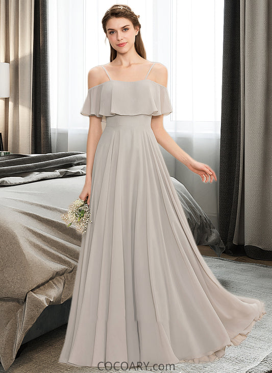 Mckinley A-Line Off-the-Shoulder Floor-Length Chiffon Bridesmaid Dress DA8P0013202