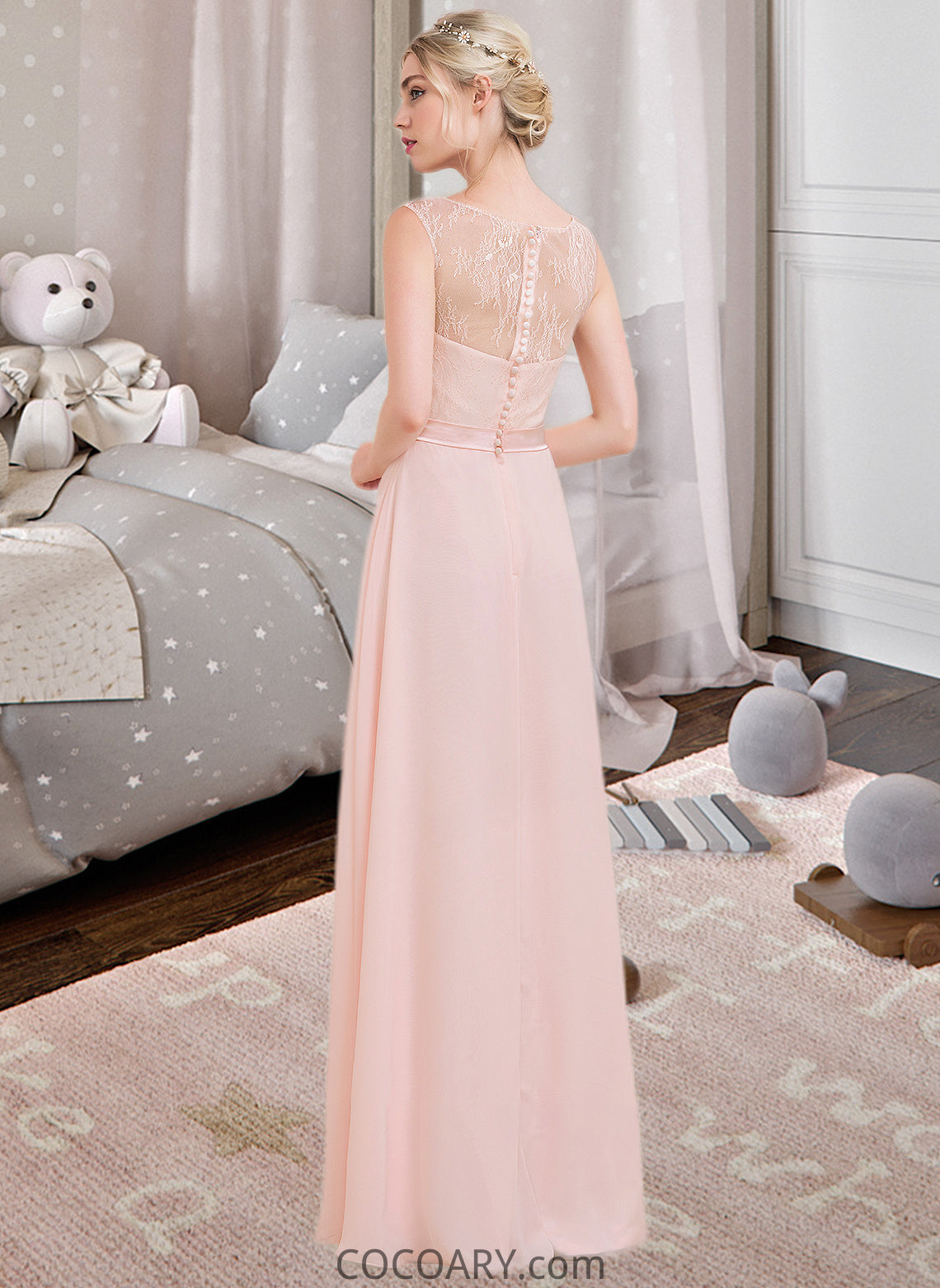 Madelynn A-Line/Princess Sweetheart Floor-Length Chiffon Bridesmaid Dress With Ruffle DA8P0013239