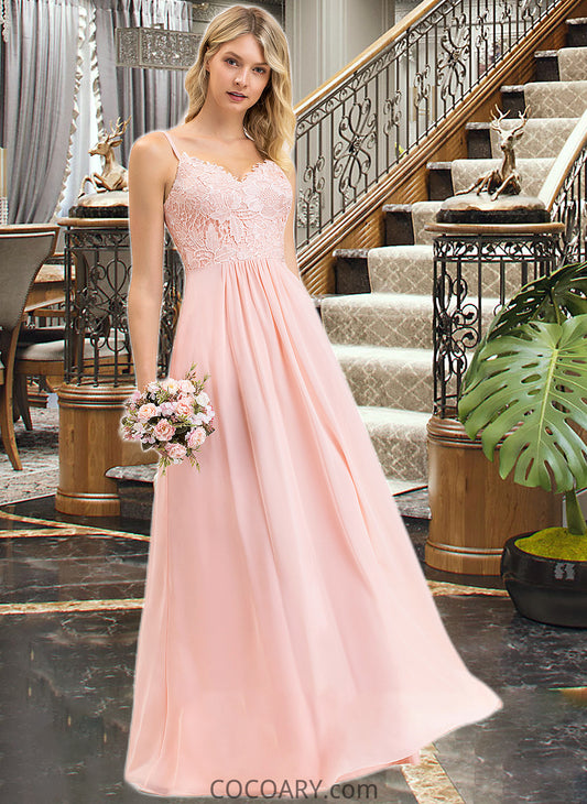 Rachael A-Line Sweetheart Floor-Length Chiffon Lace Bridesmaid Dress DA8P0013248