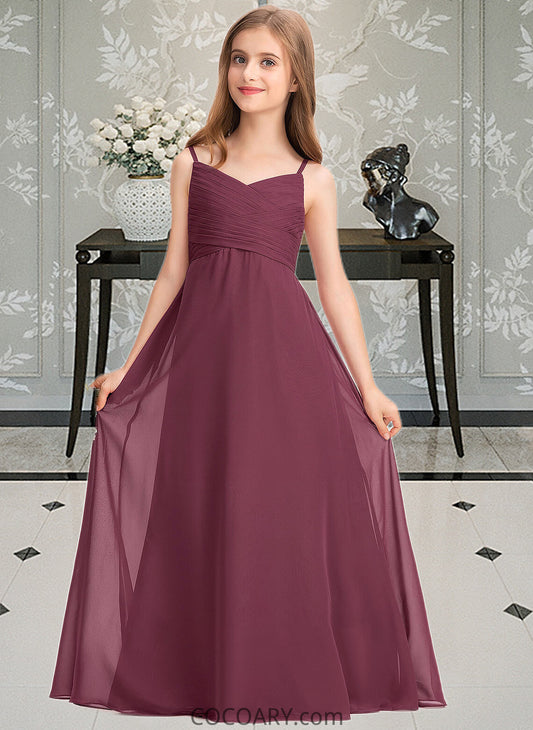 Esperanza A-Line Sweetheart Floor-Length Chiffon Junior Bridesmaid Dress With Ruffle DA8P0013470