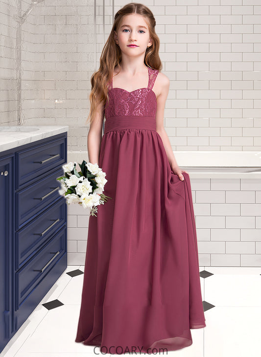 Keely A-Line Sweetheart Floor-Length Chiffon Junior Bridesmaid Dress With Ruffle DA8P0013568