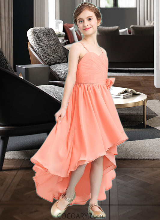 Willa A-Line Sweetheart Asymmetrical Chiffon Junior Bridesmaid Dress With Ruffle Flower(s) DA8P0013587