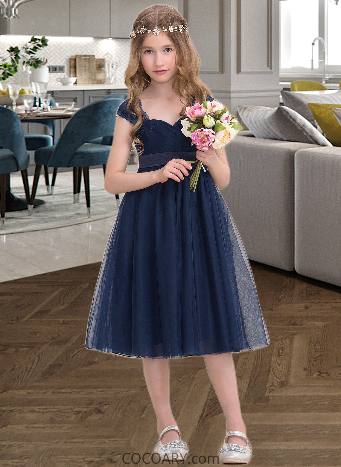 Kyla Empire Sweetheart Knee-Length Tulle Junior Bridesmaid Dress With Ruffle DA8P0013590