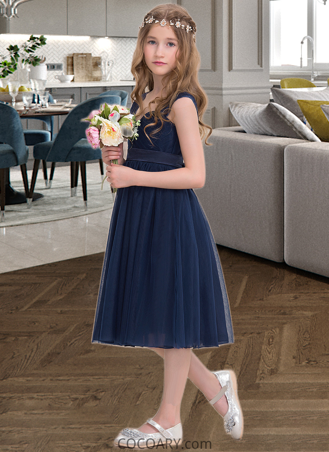 Kyla Empire Sweetheart Knee-Length Tulle Junior Bridesmaid Dress With Ruffle DA8P0013590