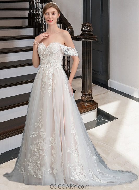 Henrietta Ball-Gown/Princess Sweetheart Sweep Train Tulle Wedding Dress DA8P0013685