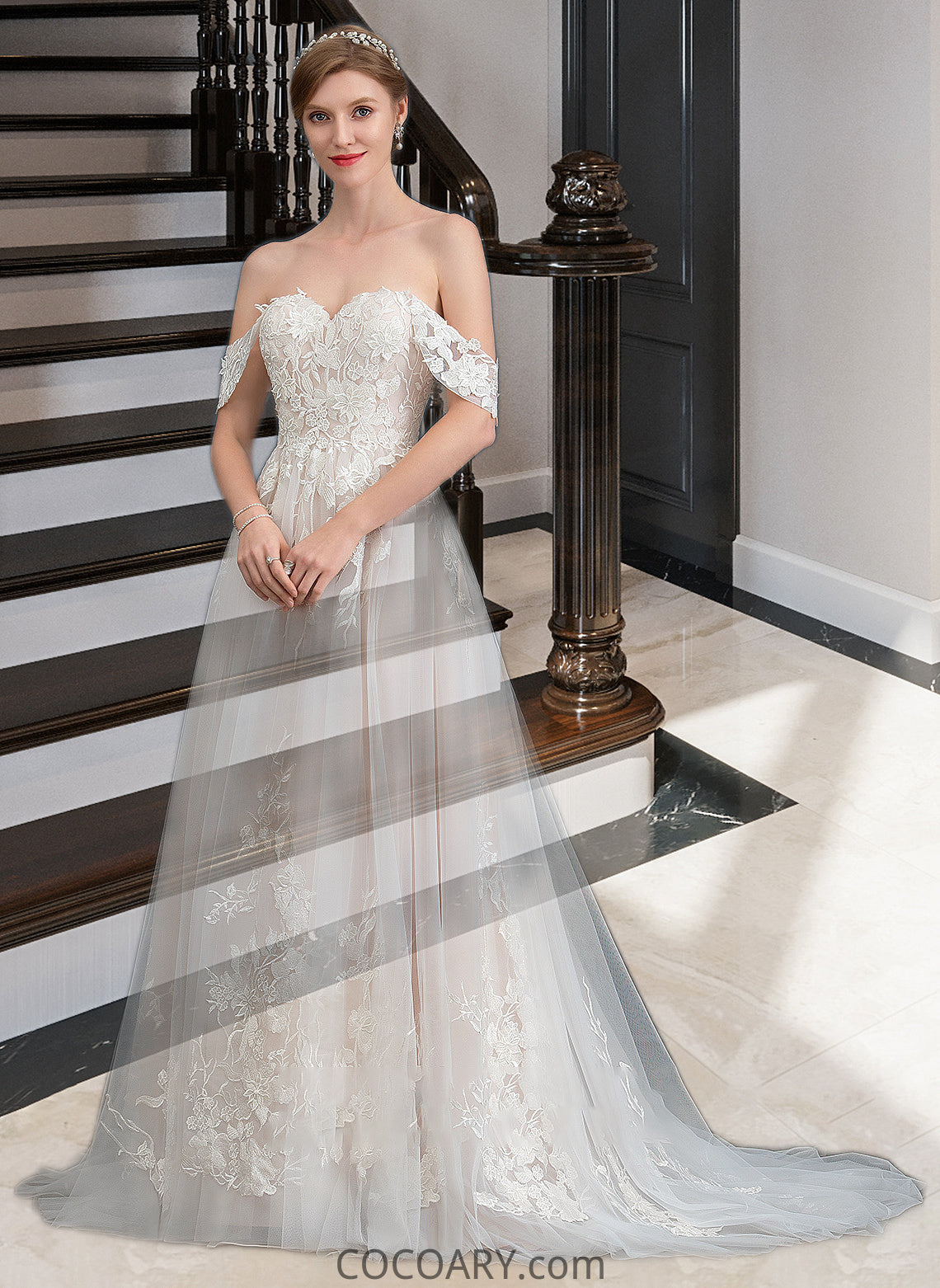 Henrietta Ball-Gown/Princess Sweetheart Sweep Train Tulle Wedding Dress DA8P0013685