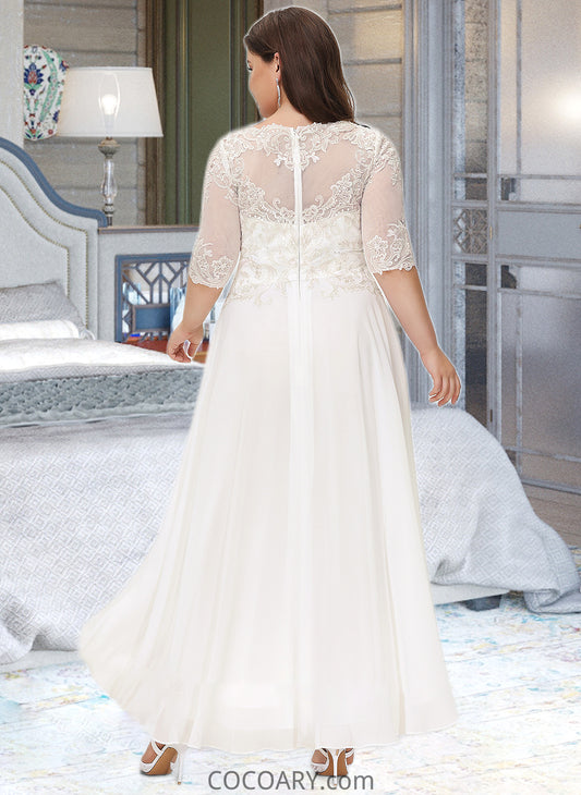 Marina A-Line Scoop Neck Asymmetrical Chiffon Wedding Dress With Beading Sequins DA8P0013686