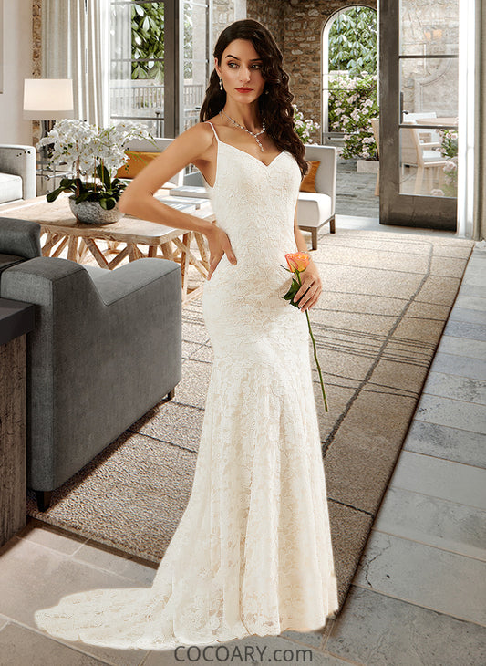 Lindsey Trumpet/Mermaid V-neck Court Train Wedding Dress DA8P0013725