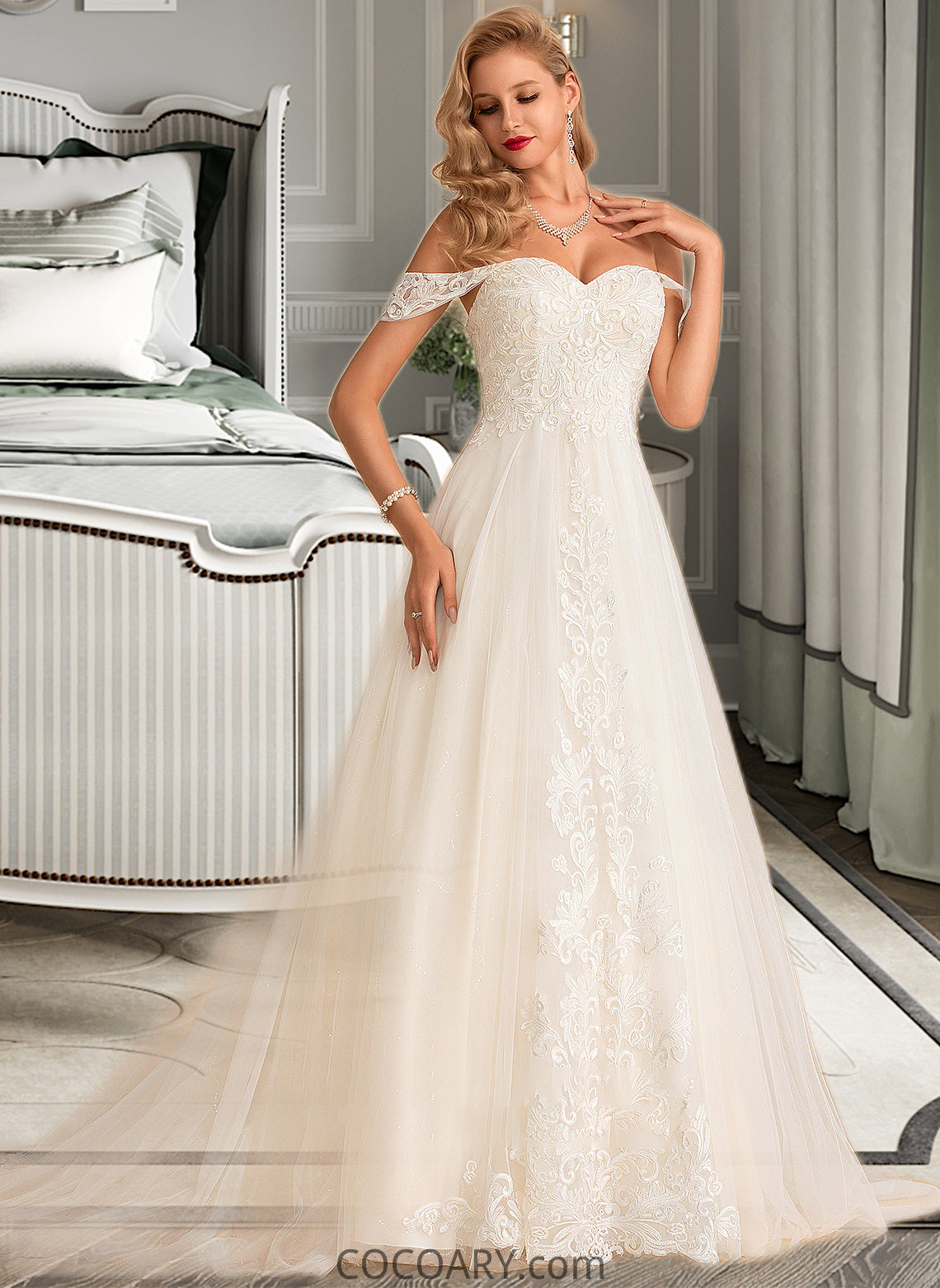 Gemma Ball-Gown/Princess Chapel Train Tulle Lace Wedding Dress With Sequins DA8P0013726