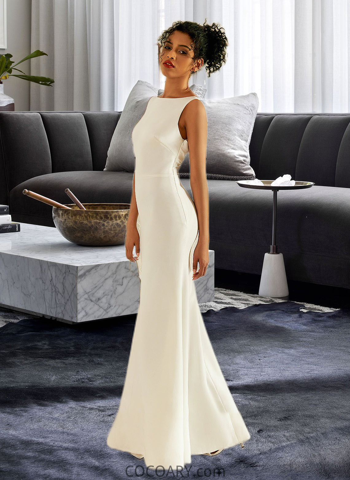 Anya Trumpet/Mermaid Scoop Neck Floor-Length Wedding Dress DA8P0013727