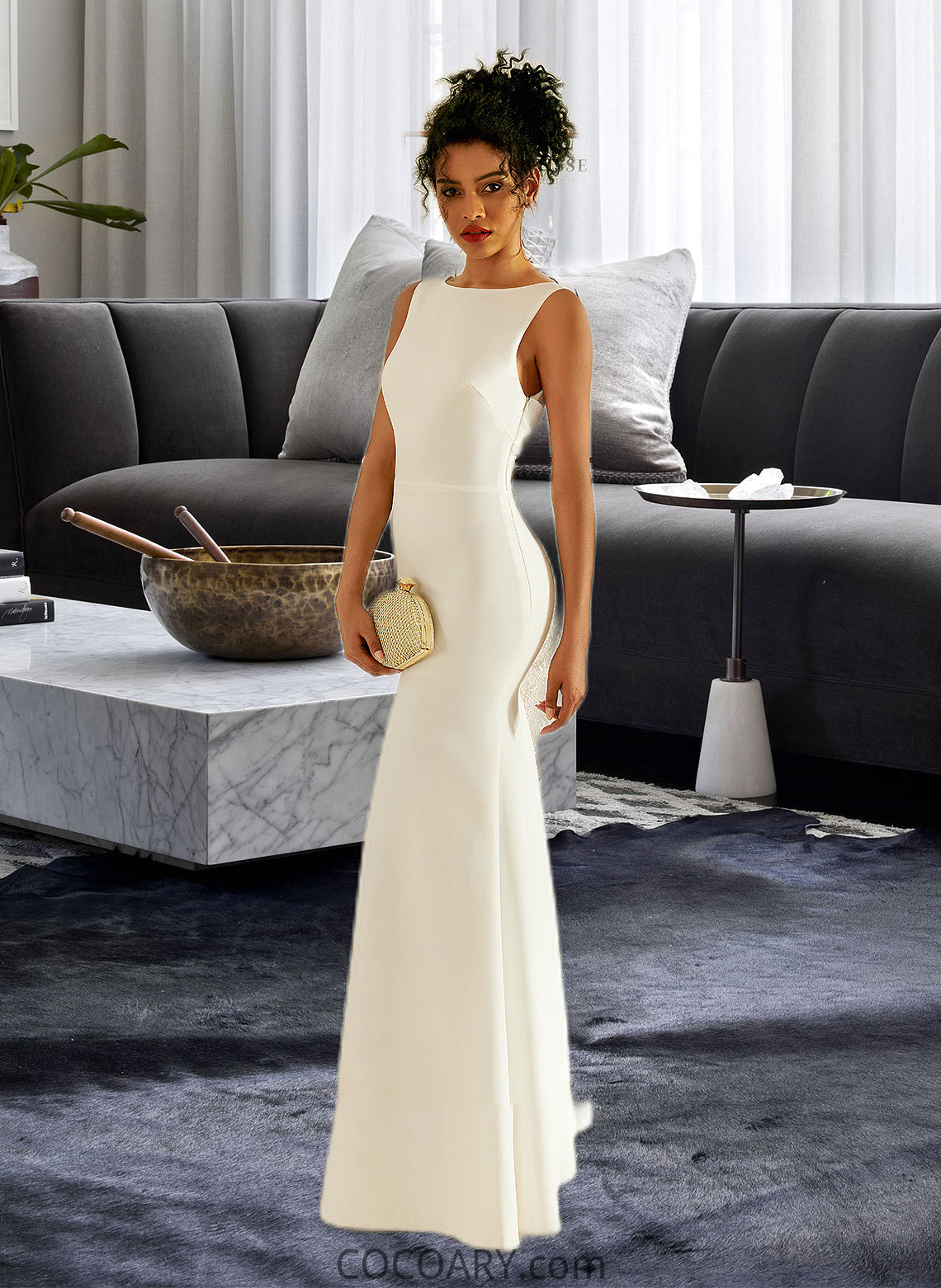 Anya Trumpet/Mermaid Scoop Neck Floor-Length Wedding Dress DA8P0013727