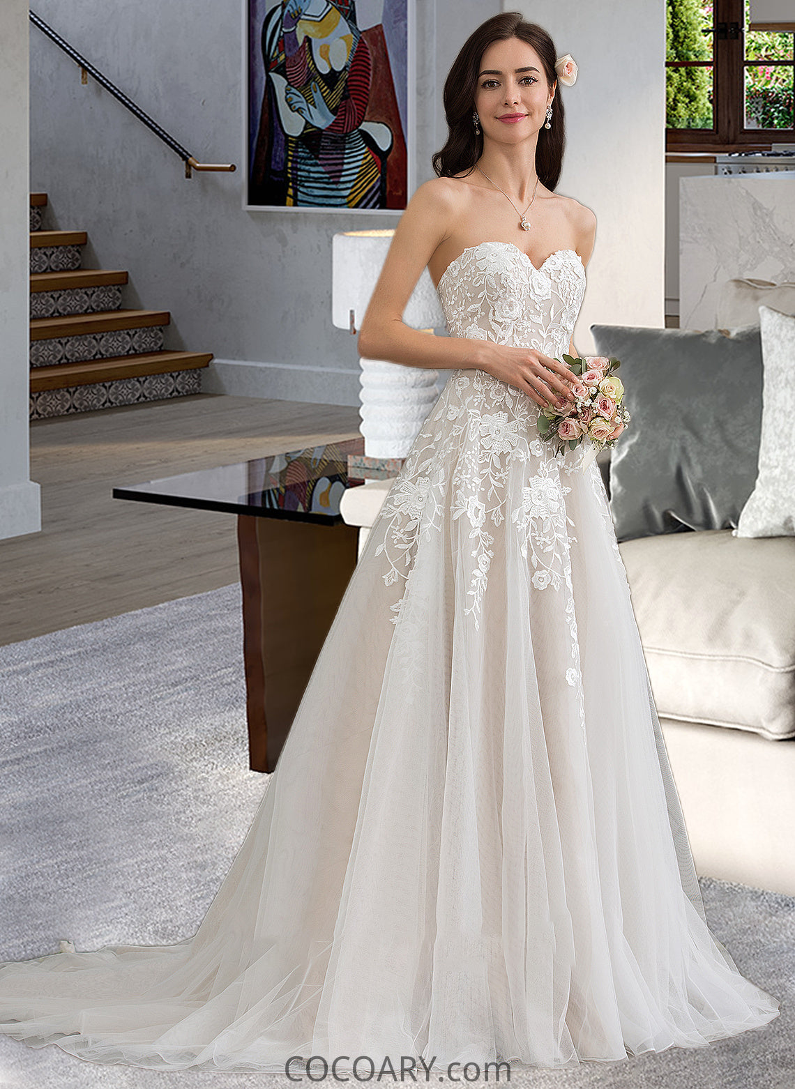 Iyana Ball-Gown/Princess Sweetheart Court Train Tulle Wedding Dress DA8P0013732