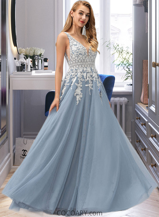 Maritza Ball-Gown/Princess V-neck Floor-Length Tulle Wedding Dress With Lace DA8P0013763