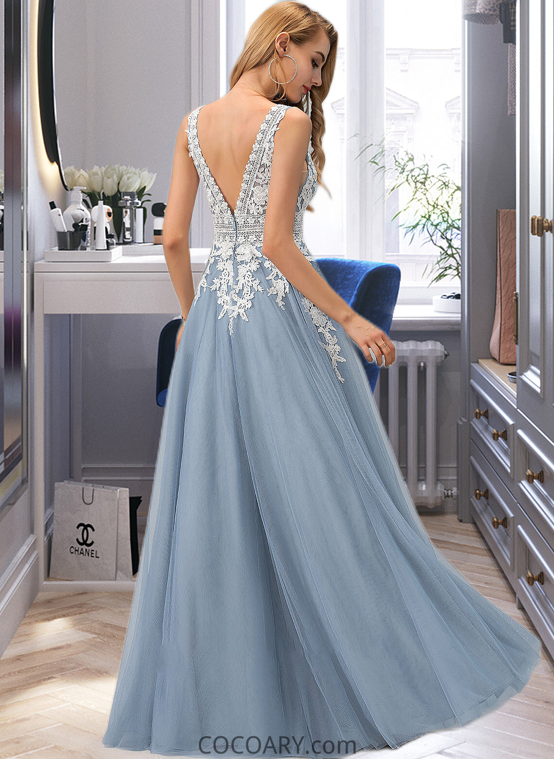 Maritza Ball-Gown/Princess V-neck Floor-Length Tulle Wedding Dress With Lace DA8P0013763