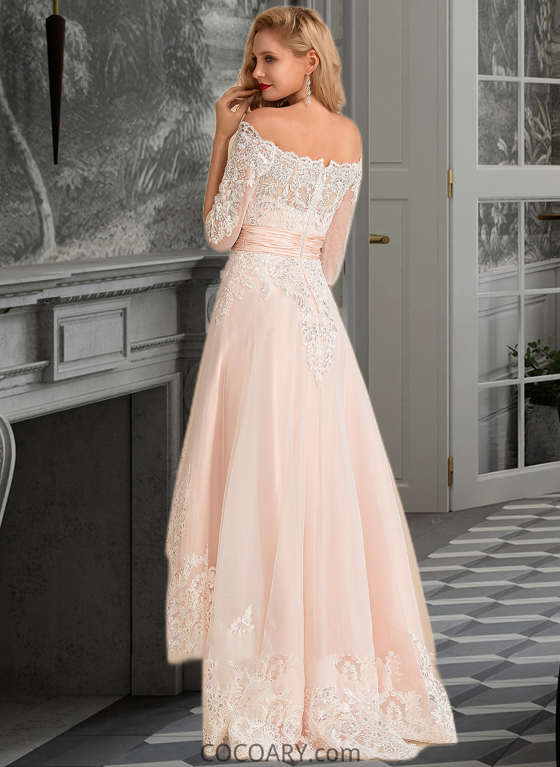 Haven A-Line Asymmetrical Satin Tulle Lace Wedding Dress With Sequins DA8P0013769