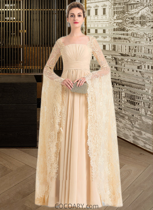 Cailyn A-Line Square Neckline Floor-Length Chiffon Wedding Dress With Ruffle Beading DA8P0013783