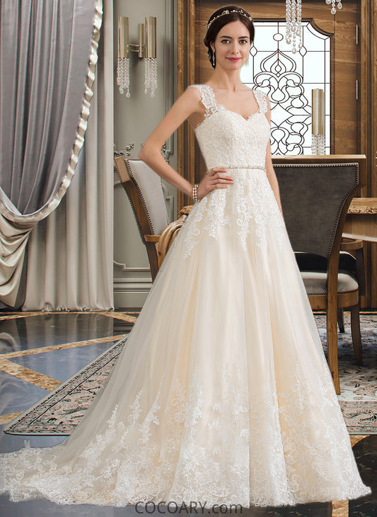 Myah Ball-Gown/Princess Sweetheart Court Train Tulle Wedding Dress With Beading Sequins DA8P0013813