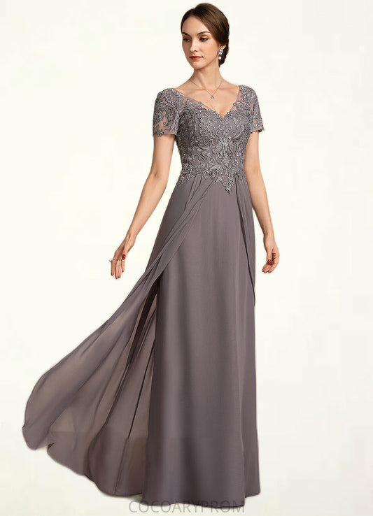 Paulina A-line V-Neck Floor-Length Chiffon Lace Mother of the Bride Dress DA8126P0014532