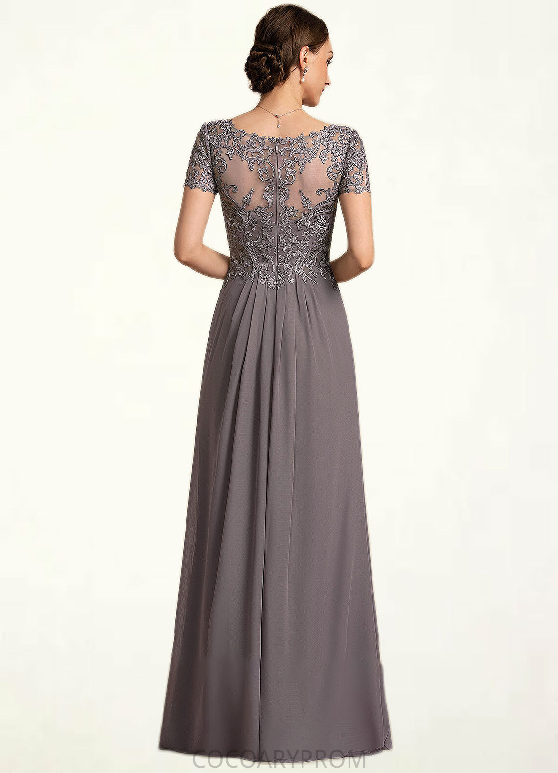 Paulina A-line V-Neck Floor-Length Chiffon Lace Mother of the Bride Dress DA8126P0014532