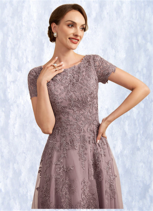 Mildred A-Line Scoop Neck Tea-Length Tulle Lace Mother of the Bride Dress DA8126P0014538