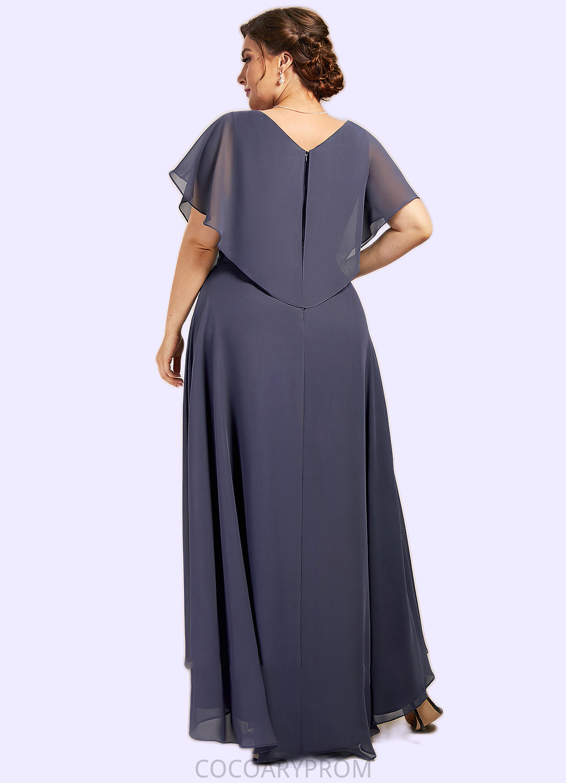 Vicky A-Line V-neck Asymmetrical Chiffon Mother of the Bride Dress With Beading Sequins DA8126P0014541