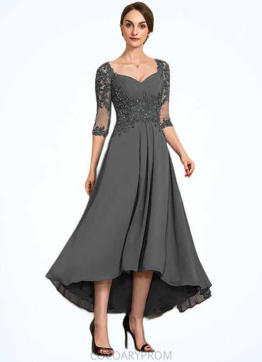 Chloe A-Line Sweetheart Asymmetrical Chiffon Lace Mother of the Bride Dress With Beading Sequins DA8126P0014579