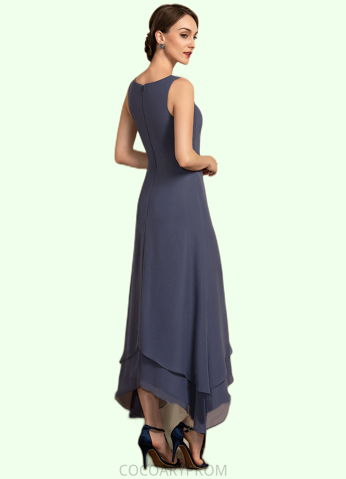 Kenzie A-line V-Neck Ankle-Length Chiffon Mother of the Bride Dress With Beading DA8126P0014655