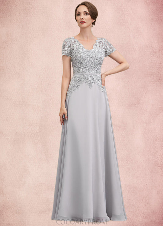 Margery A-line V-Neck Floor-Length Chiffon Lace Mother of the Bride Dress With Sequins DA8126P0014658