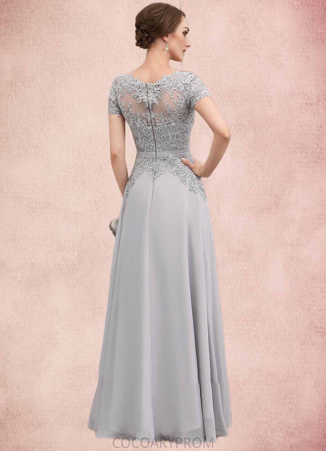 Margery A-line V-Neck Floor-Length Chiffon Lace Mother of the Bride Dress With Sequins DA8126P0014658