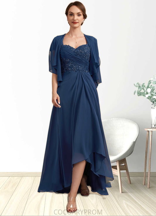 Tess A-Line Sweetheart Asymmetrical Chiffon Lace Mother of the Bride Dress With Ruffle Beading Sequins DA8126P0014663