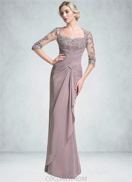 Sue Trumpet/Mermaid Sweetheart Floor-Length Chiffon Mother of the Bride Dress With Ruffle Cascading Ruffles DA8126P0014694