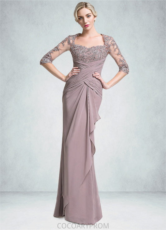 Sue Trumpet/Mermaid Sweetheart Floor-Length Chiffon Mother of the Bride Dress With Ruffle Cascading Ruffles DA8126P0014694