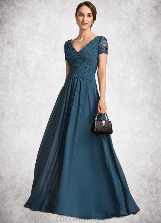 Camryn A-Line V-neck Floor-Length Chiffon Mother of the Bride Dress With Lace DA8126P0014713