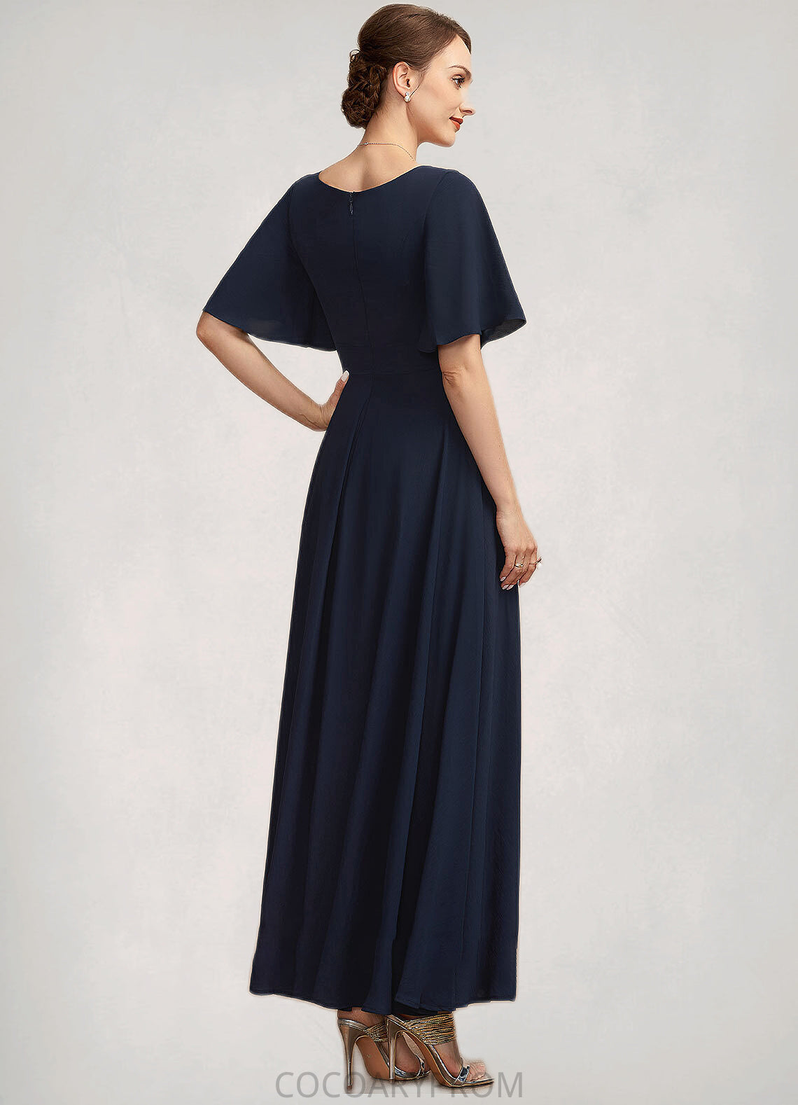 Sonia A-Line V-neck Ankle-Length Mother of the Bride Dress With Ruffle DA8126P0014742