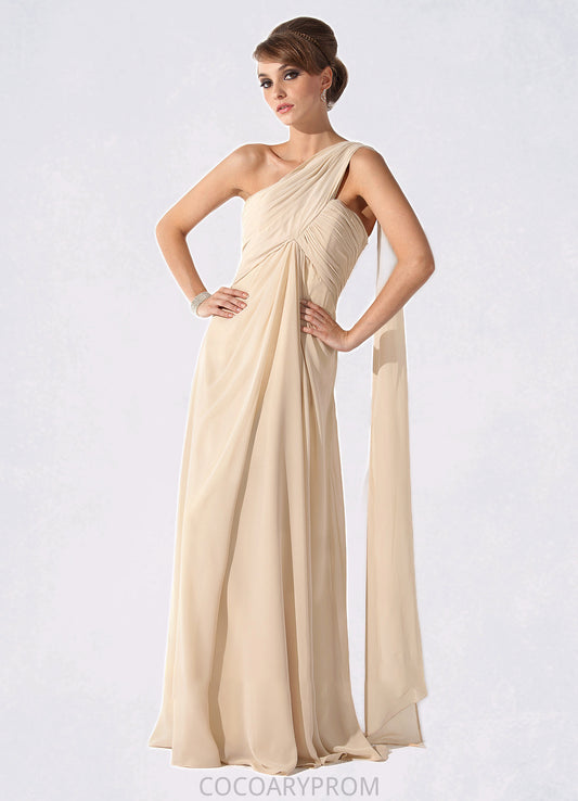 Holly Empire One-Shoulder Floor-Length Chiffon Mother of the Bride Dress With Ruffle DA8126P0014777