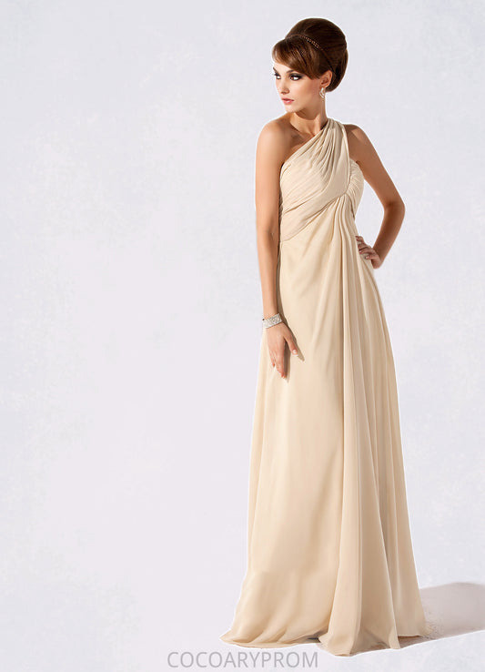 Holly Empire One-Shoulder Floor-Length Chiffon Mother of the Bride Dress With Ruffle DA8126P0014777