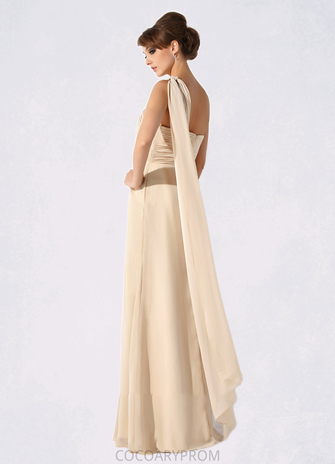 Holly Empire One-Shoulder Floor-Length Chiffon Mother of the Bride Dress With Ruffle DA8126P0014777